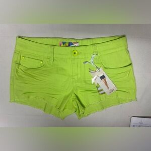 YMI, Lime Green Jean Shorts Stretchy Low-Rise size 7